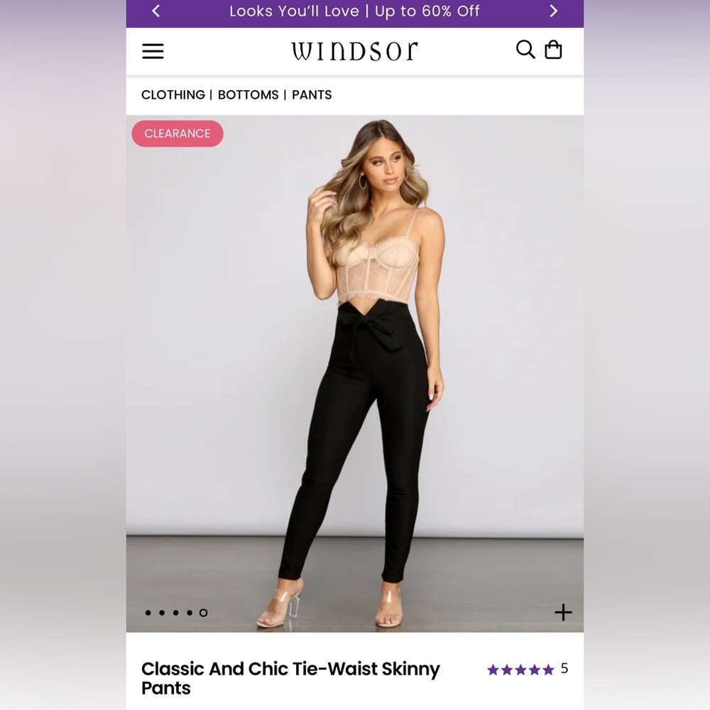 Windsor Classic and Chic Tie-Waist Skinny Pants